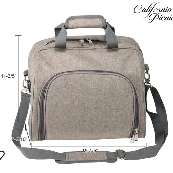 NWOT California Picnic All-in-One Shoulder Insulated Bag 4-Piece Cutlery Cheese! - Picture 14 of 15